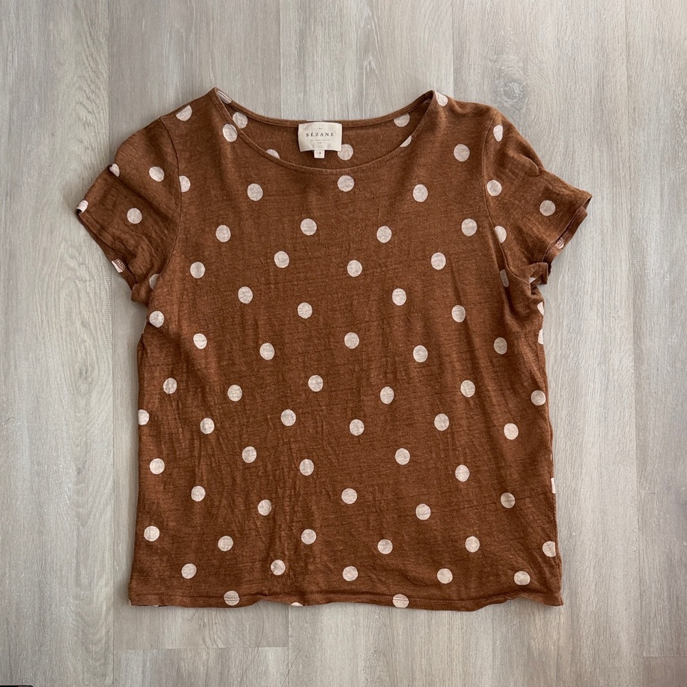 Sezane Andre T-Shirt in Polka Dot, Size Small